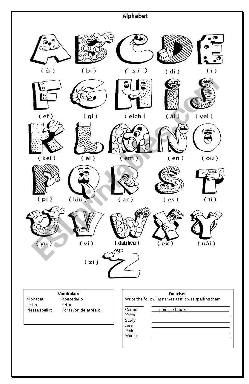 Alphabet ESL Worksheet By Donkrr