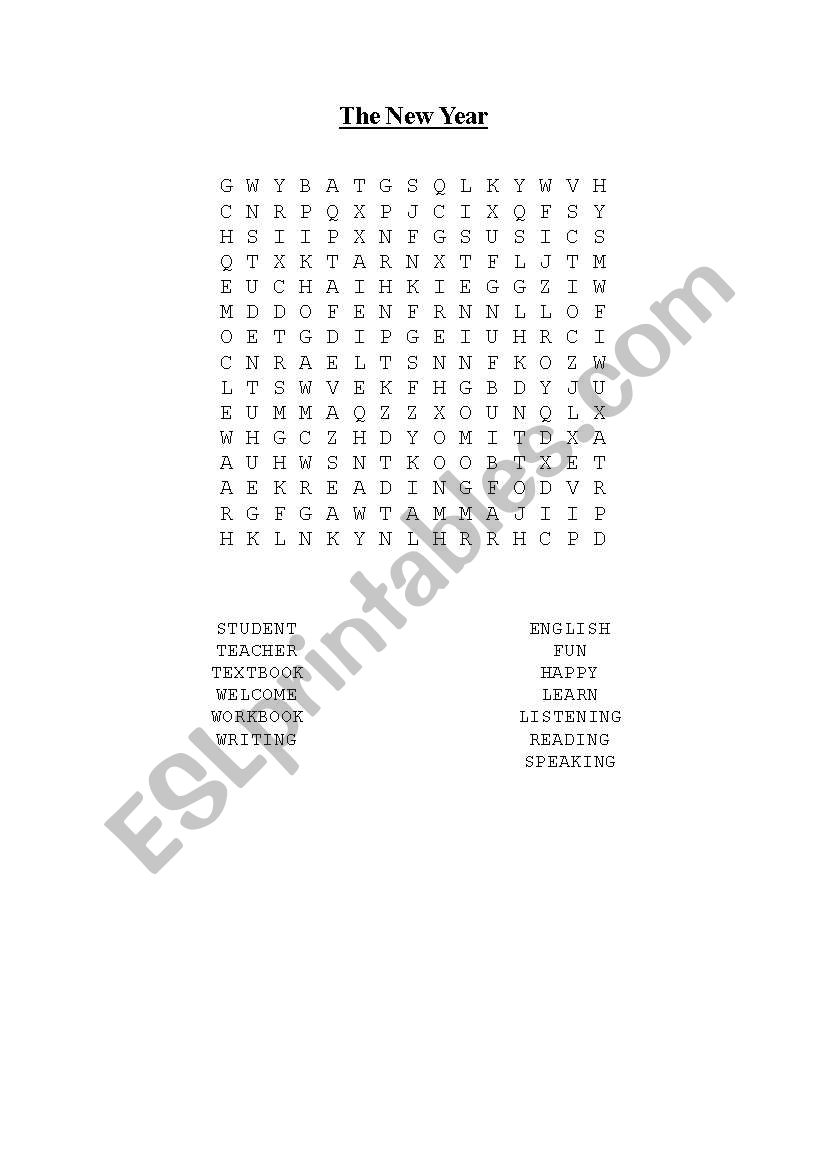 New Year Wordsearch worksheet