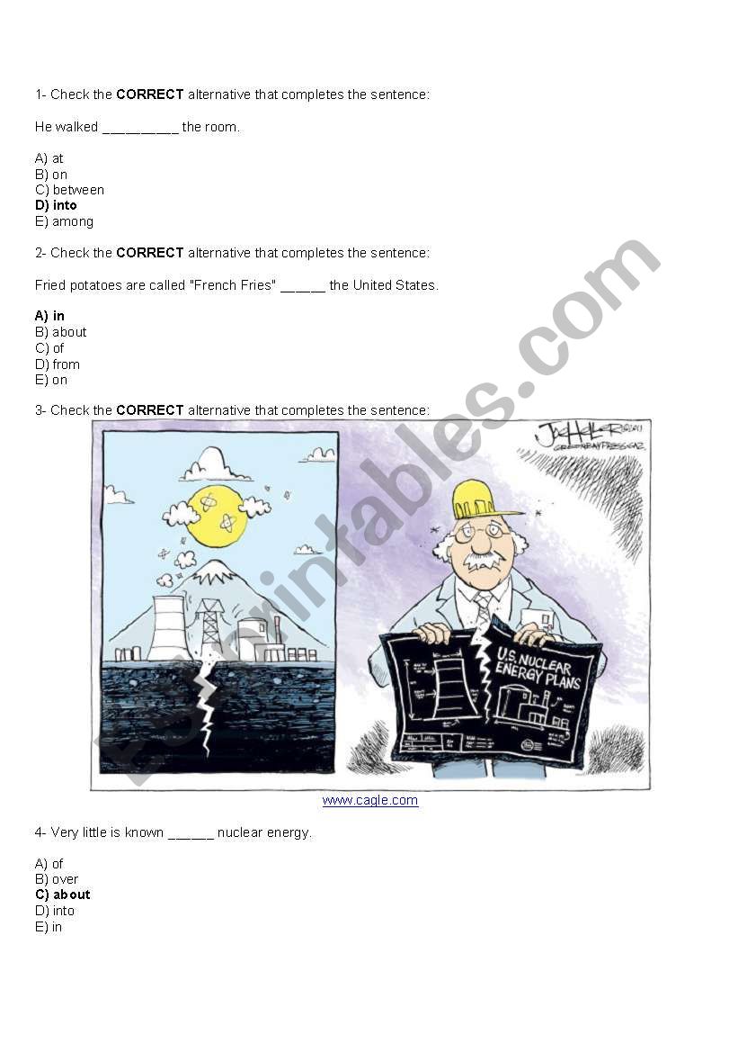 PREPOSITIONS worksheet