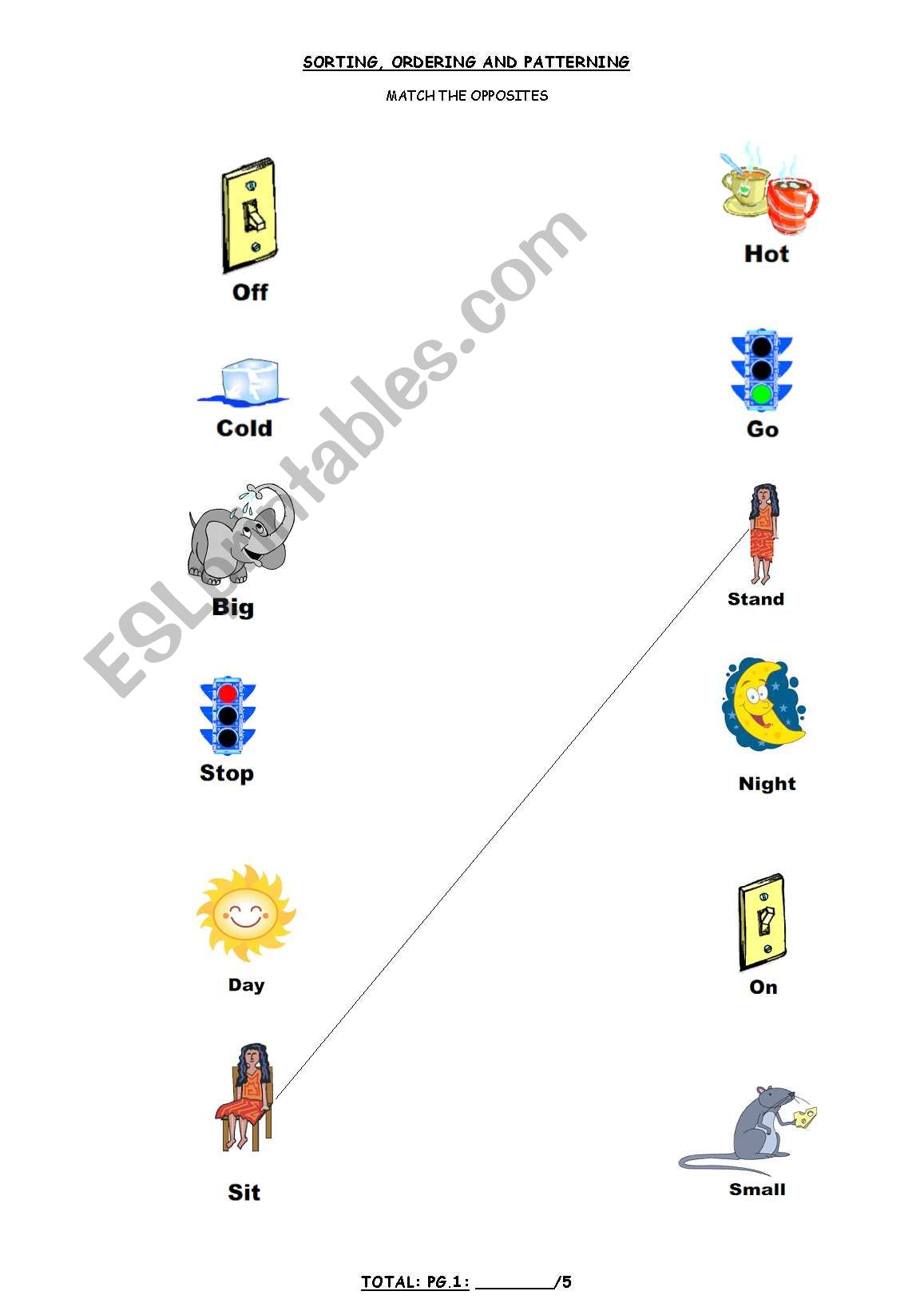 Opposites worksheet