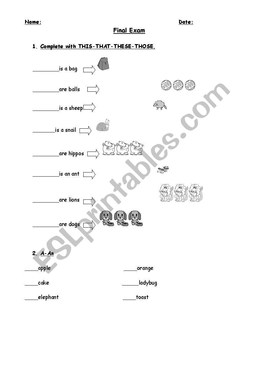 grammar test worksheet