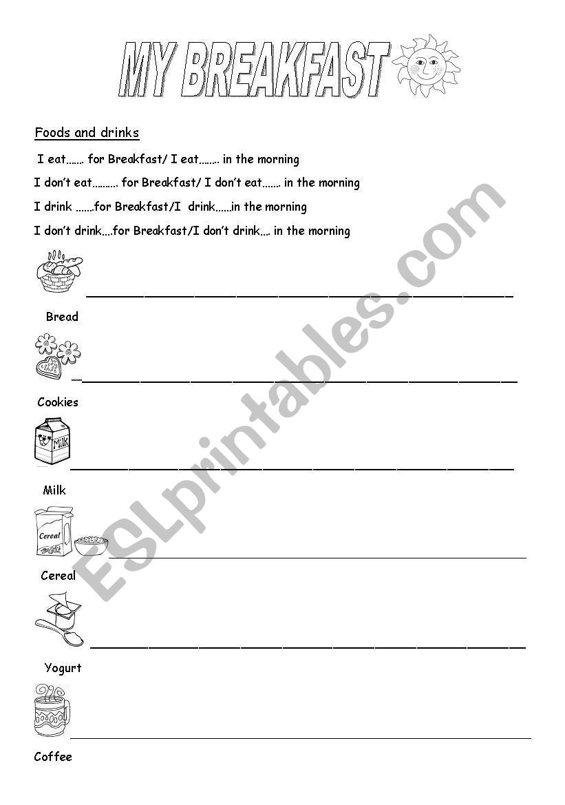 my breakfast worksheet