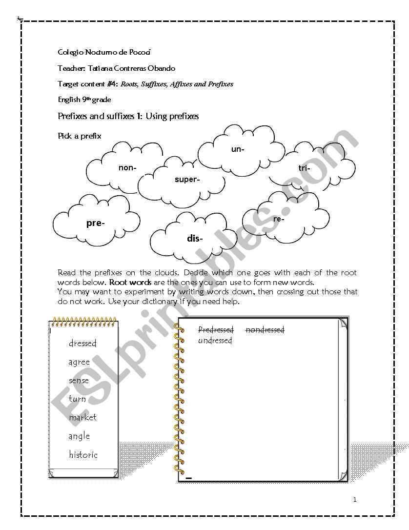 Prefixes and Suffixes  worksheet