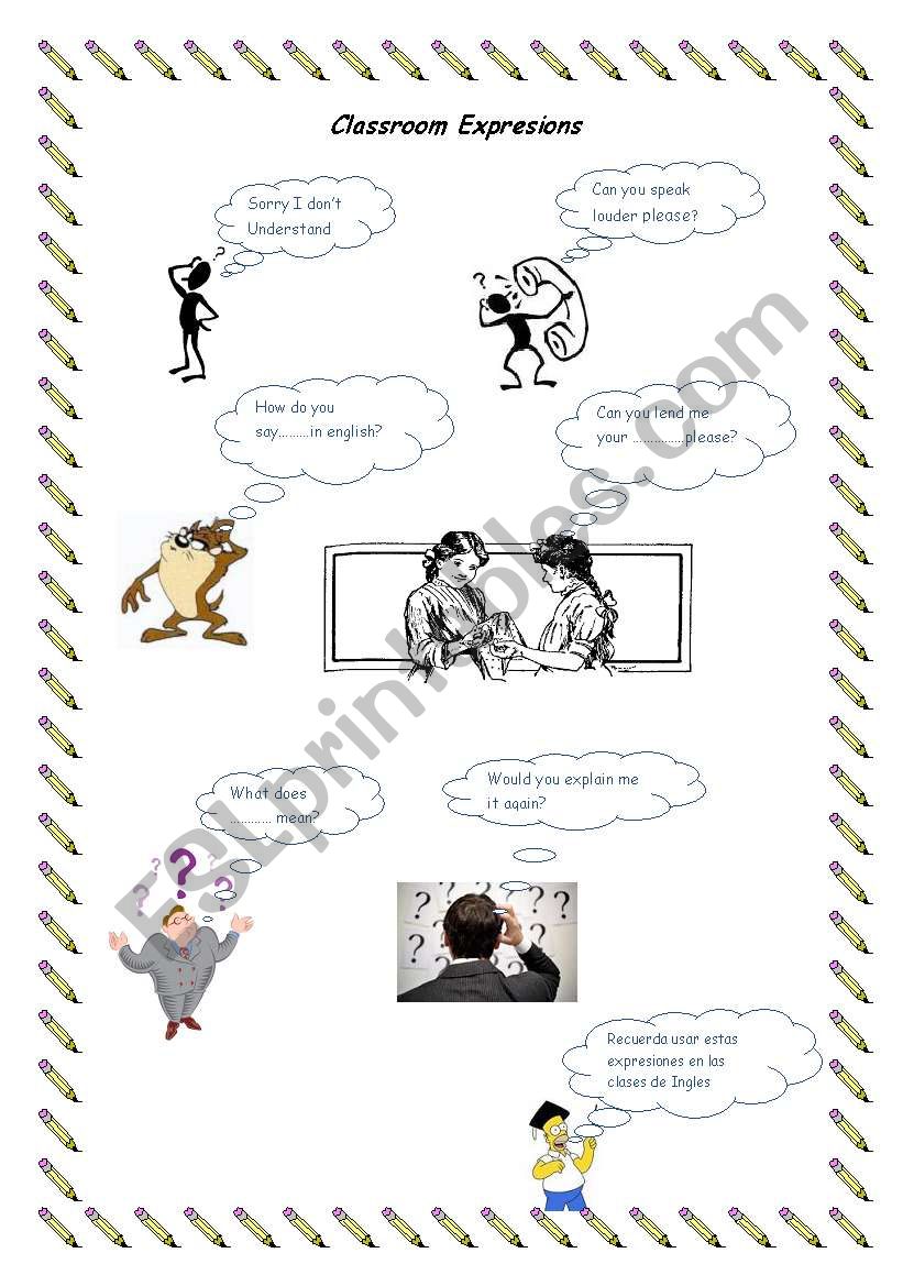  Classroom expresion worksheet