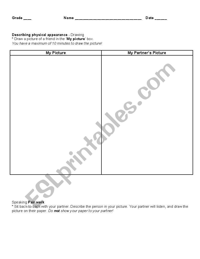 describing people worksheet