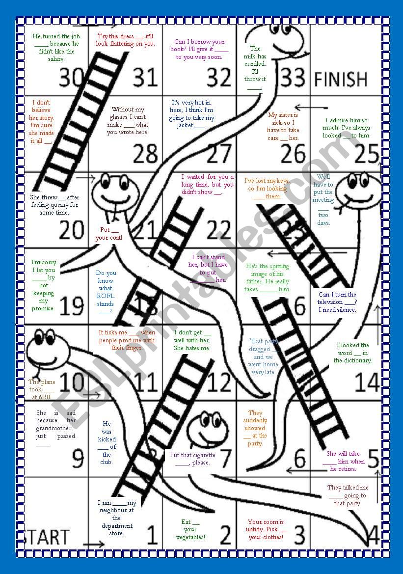 Phrasal Verbs Snake And Ladders Board Game ESL Worksheet By Misty 