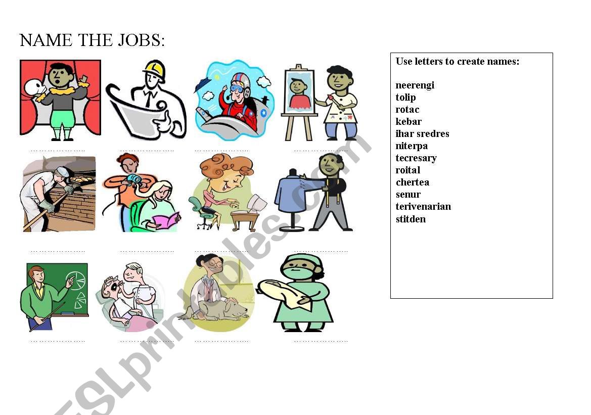 Jobs worksheet