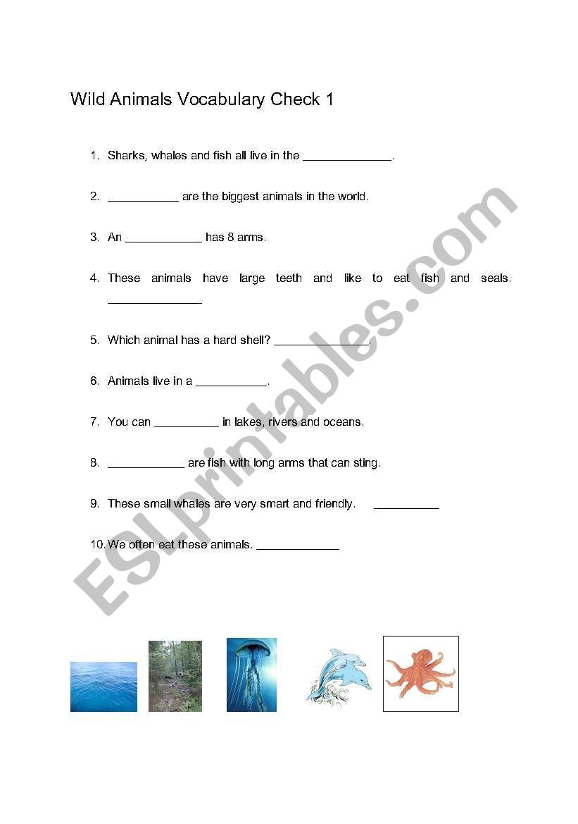 Wild Animal Vocabulary Check worksheet