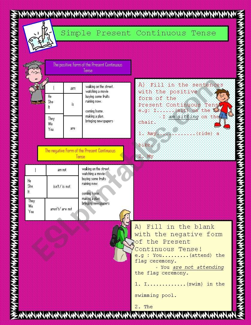 present continuous tense worksheet