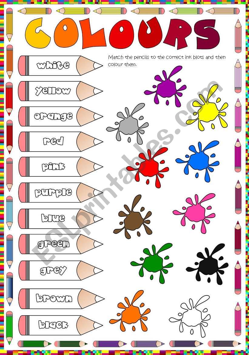 Colours ESL Worksheet By Mada 1