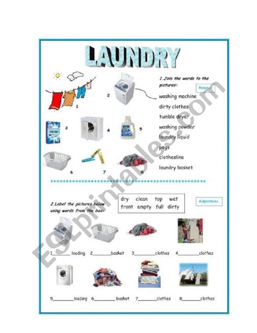 Laundry - ESL worksheet by turij