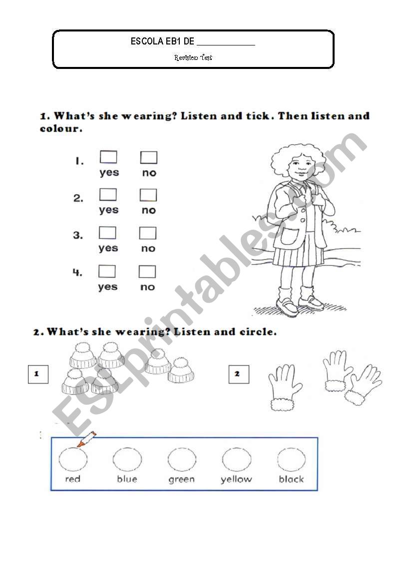 Revision Test - first part worksheet