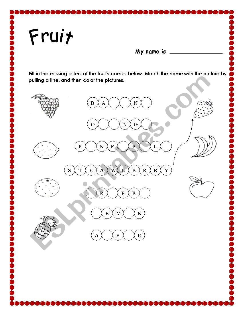 Names of Fruit worksheet