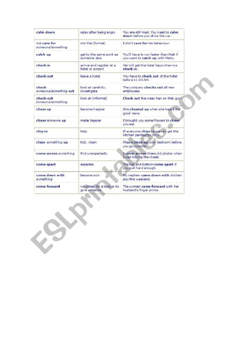 phrasal verbs worksheet