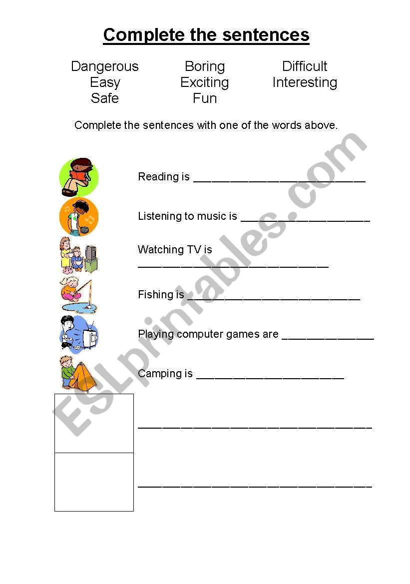 Hobbies & Pastimes worksheet