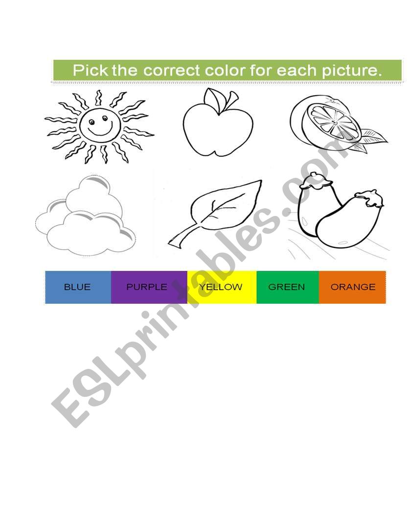 Pick the right color. worksheet