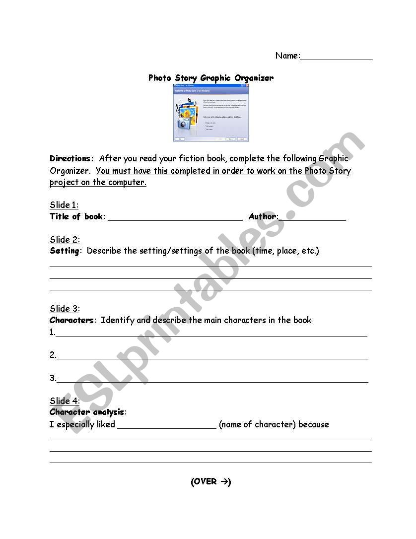 Photo Story project worksheet