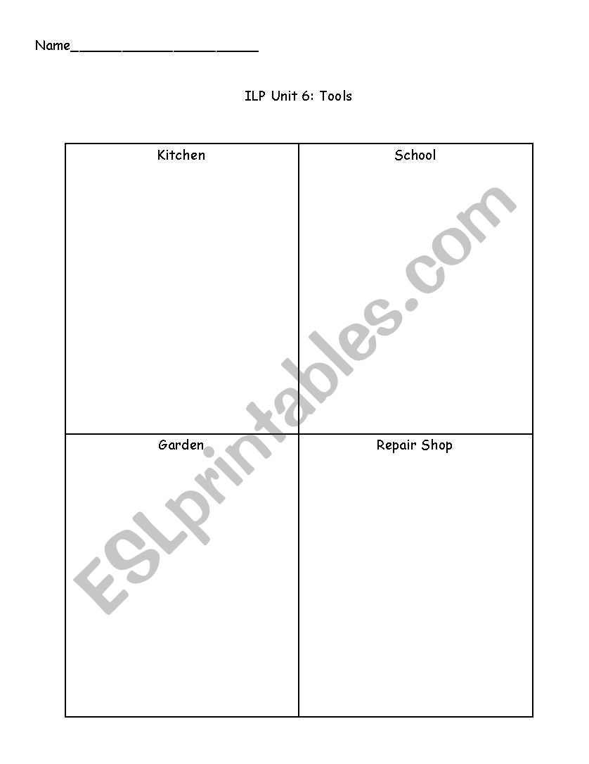 Tools worksheet