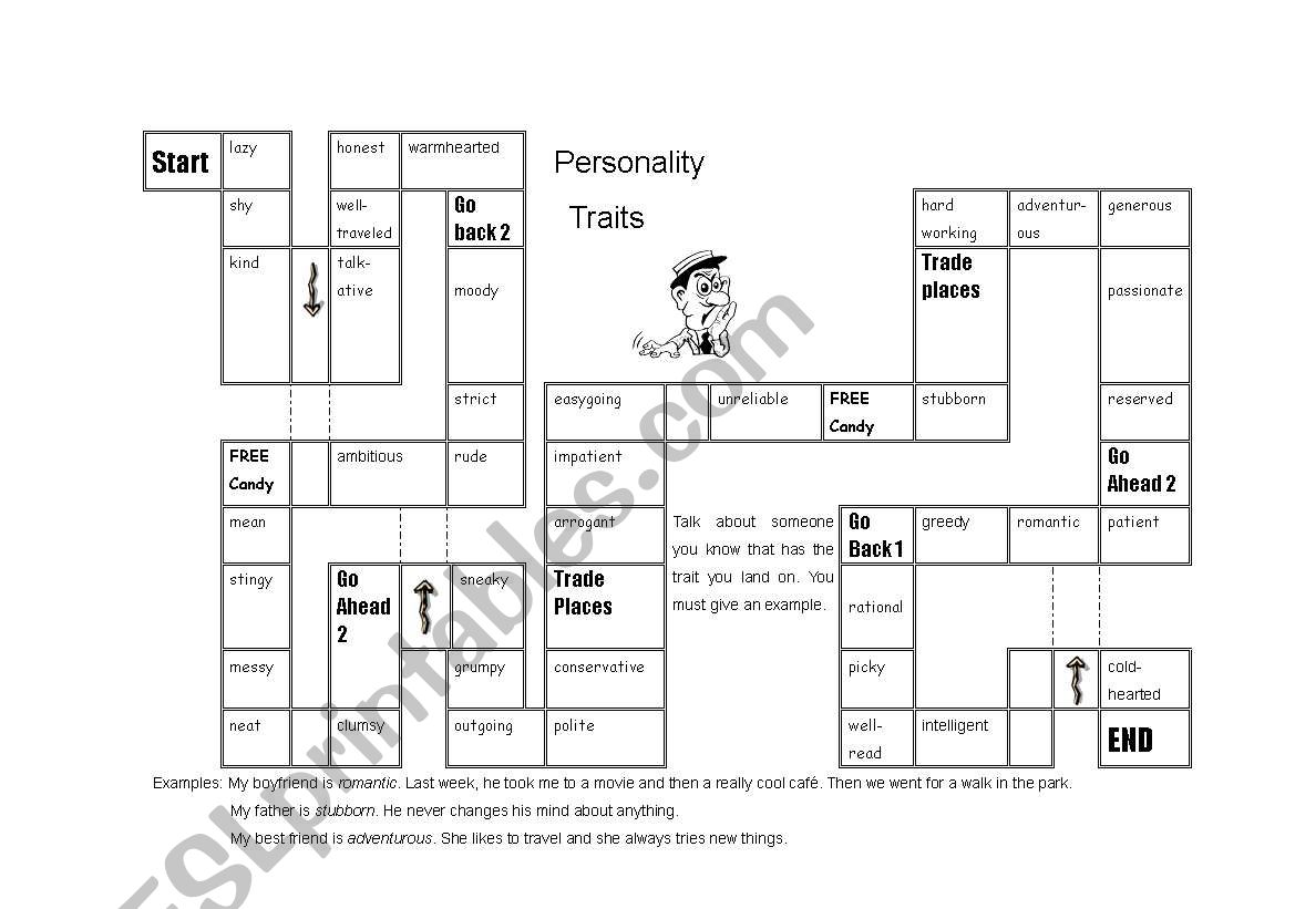 Personality Board Game worksheet