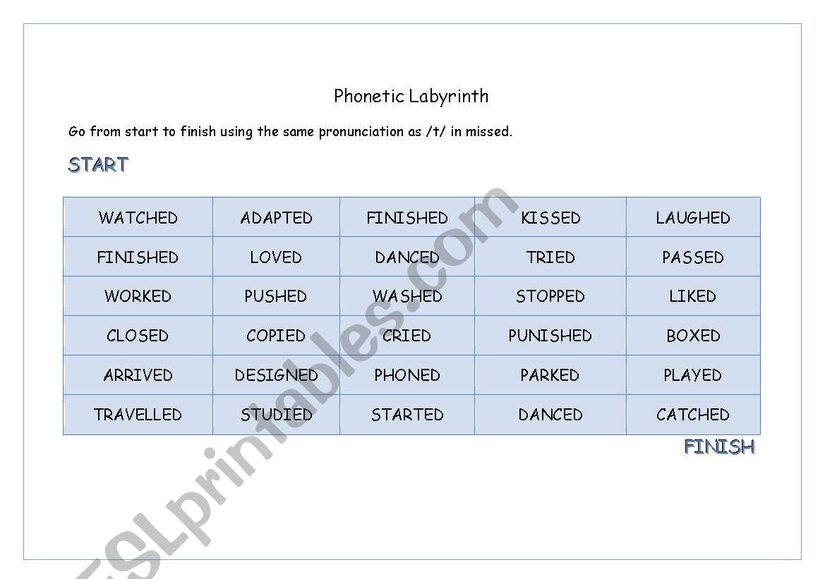 Phonetic labrynth /t/ sound worksheet
