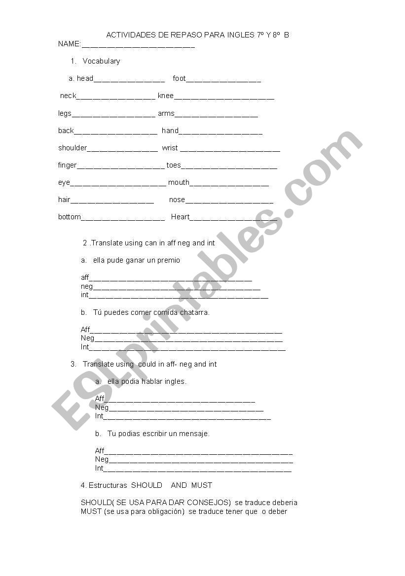 review activity worksheet