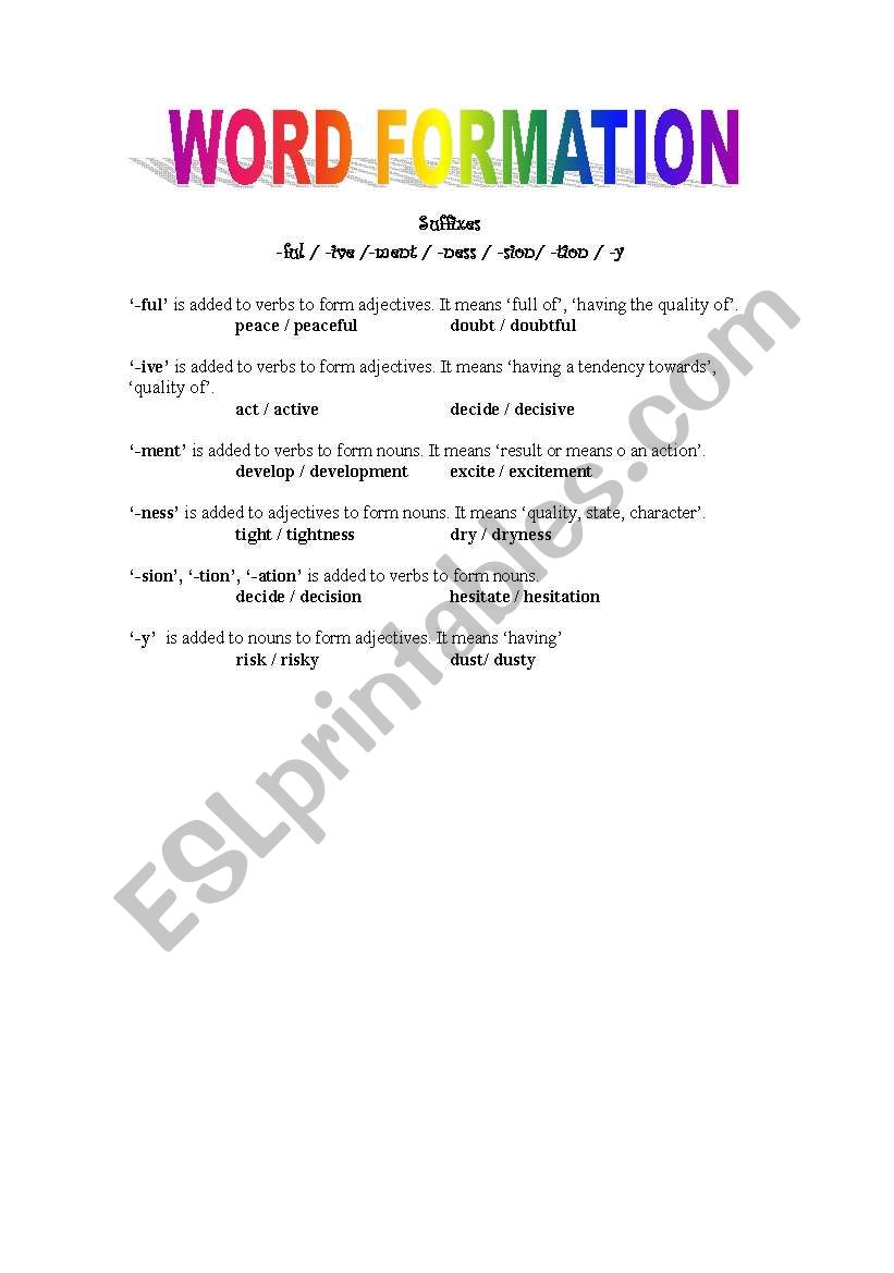 Word Formation II worksheet