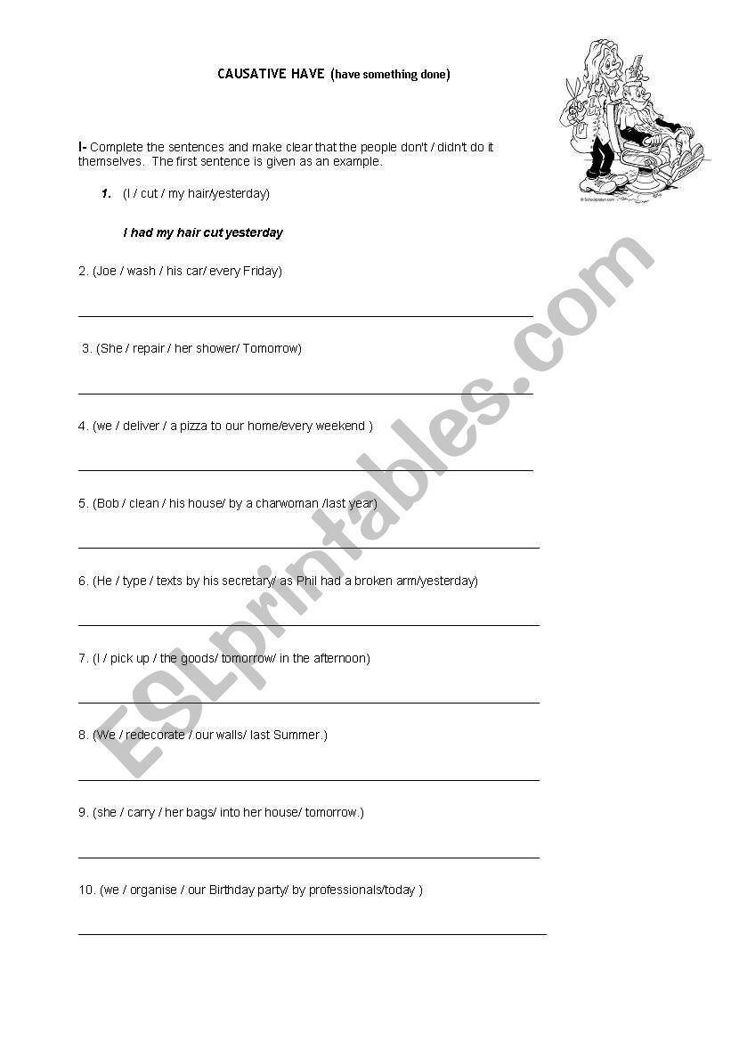 Causative Have - ESL Worksheet By Diaclau