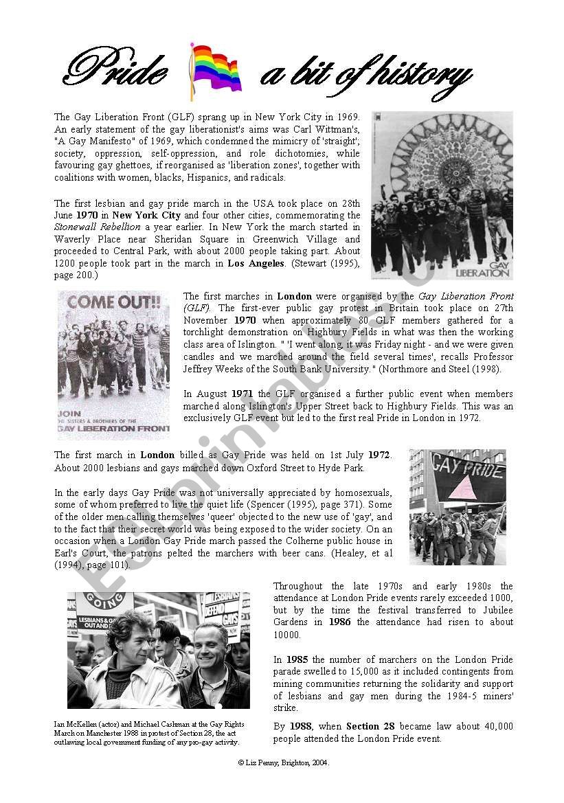 The History of Gay Pride worksheet