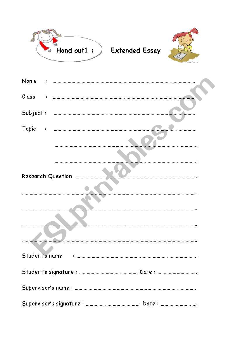 english worksheets extended essay