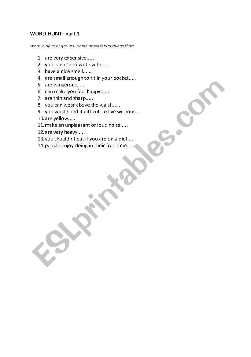 english worksheets word hunt