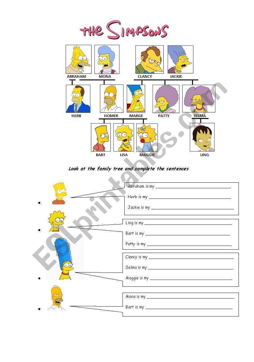 The Simpsons Family worksheet