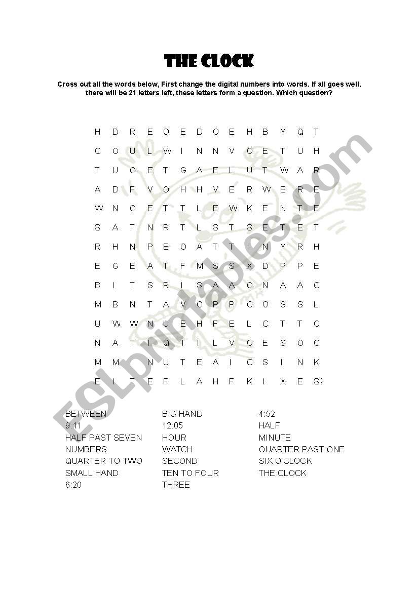 English worksheets: The Clock puzzle