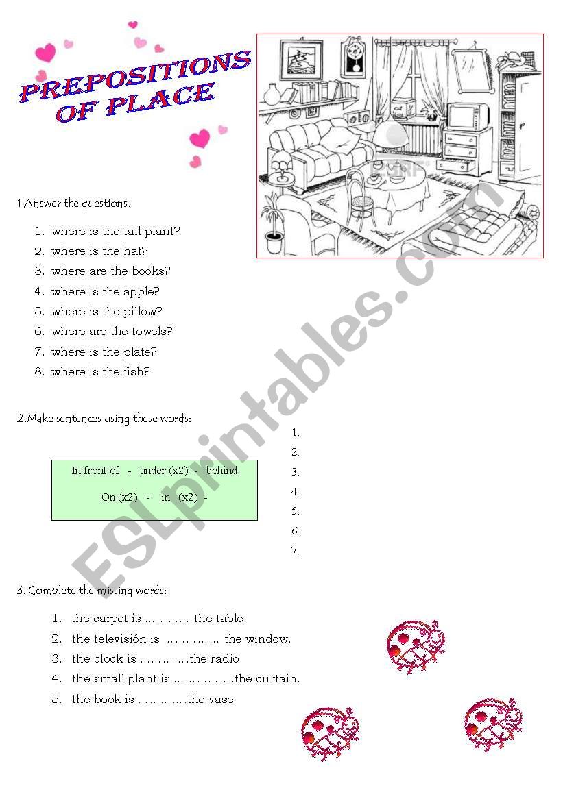 prepositions of place worksheet