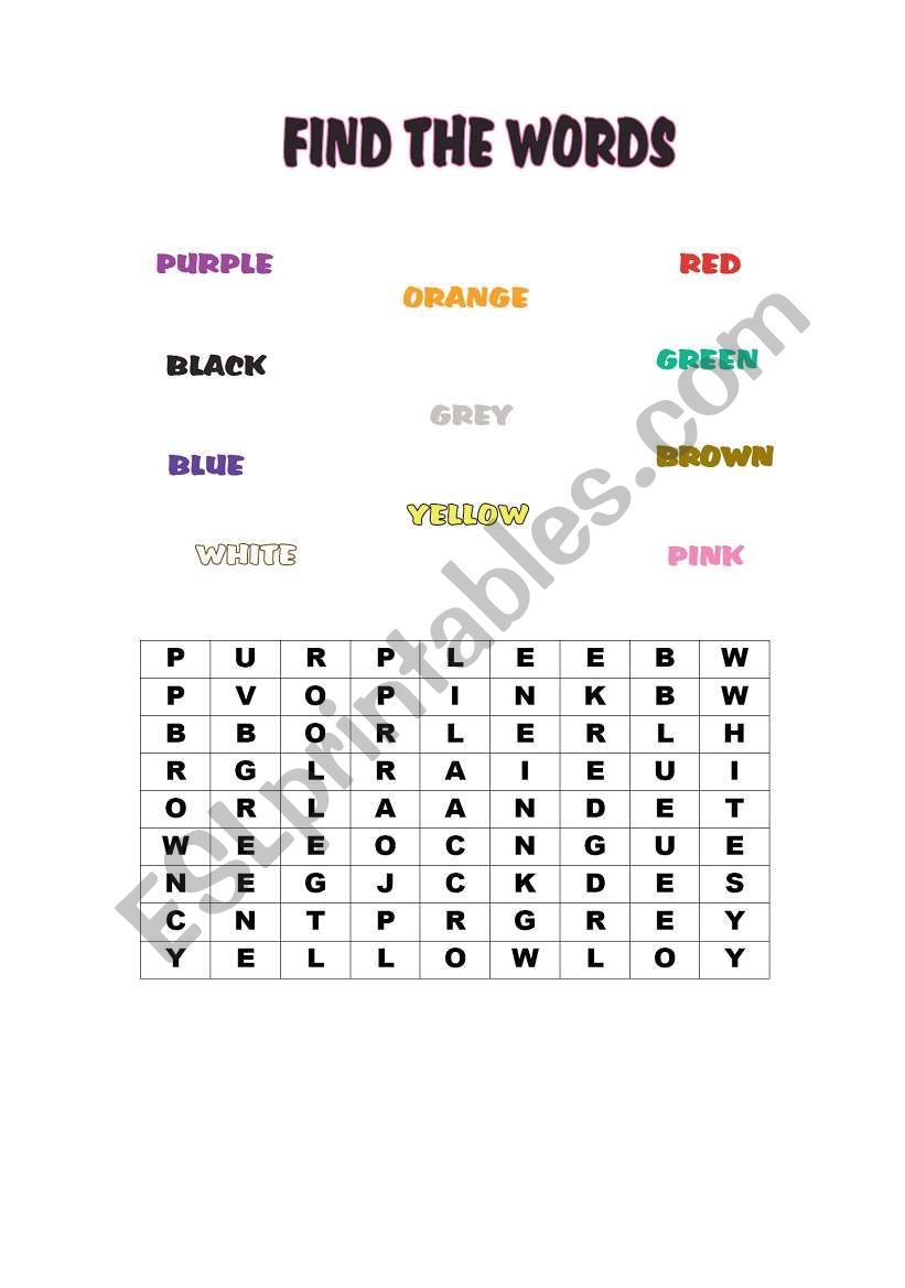 find colors worksheet