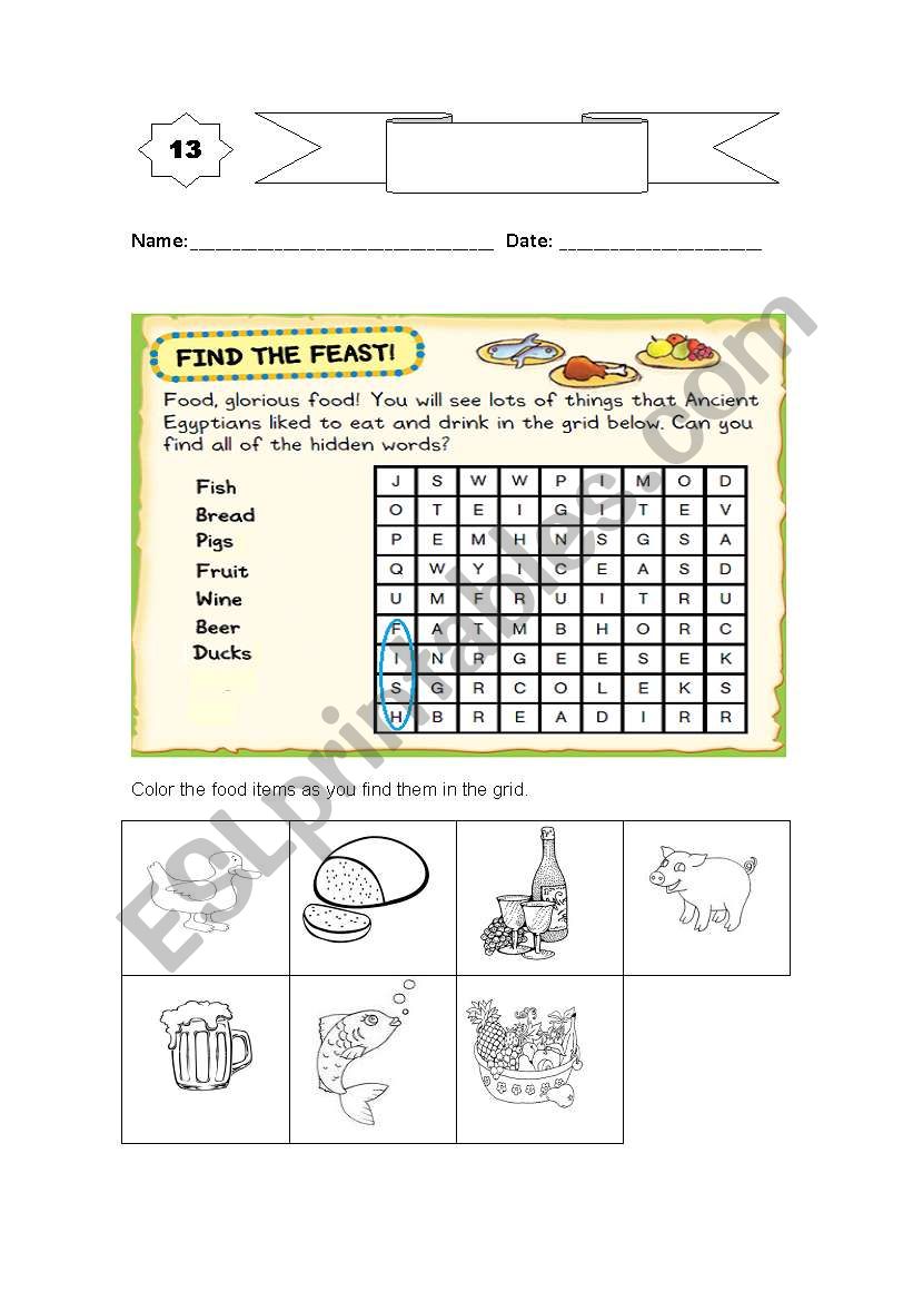 find the feast worksheet