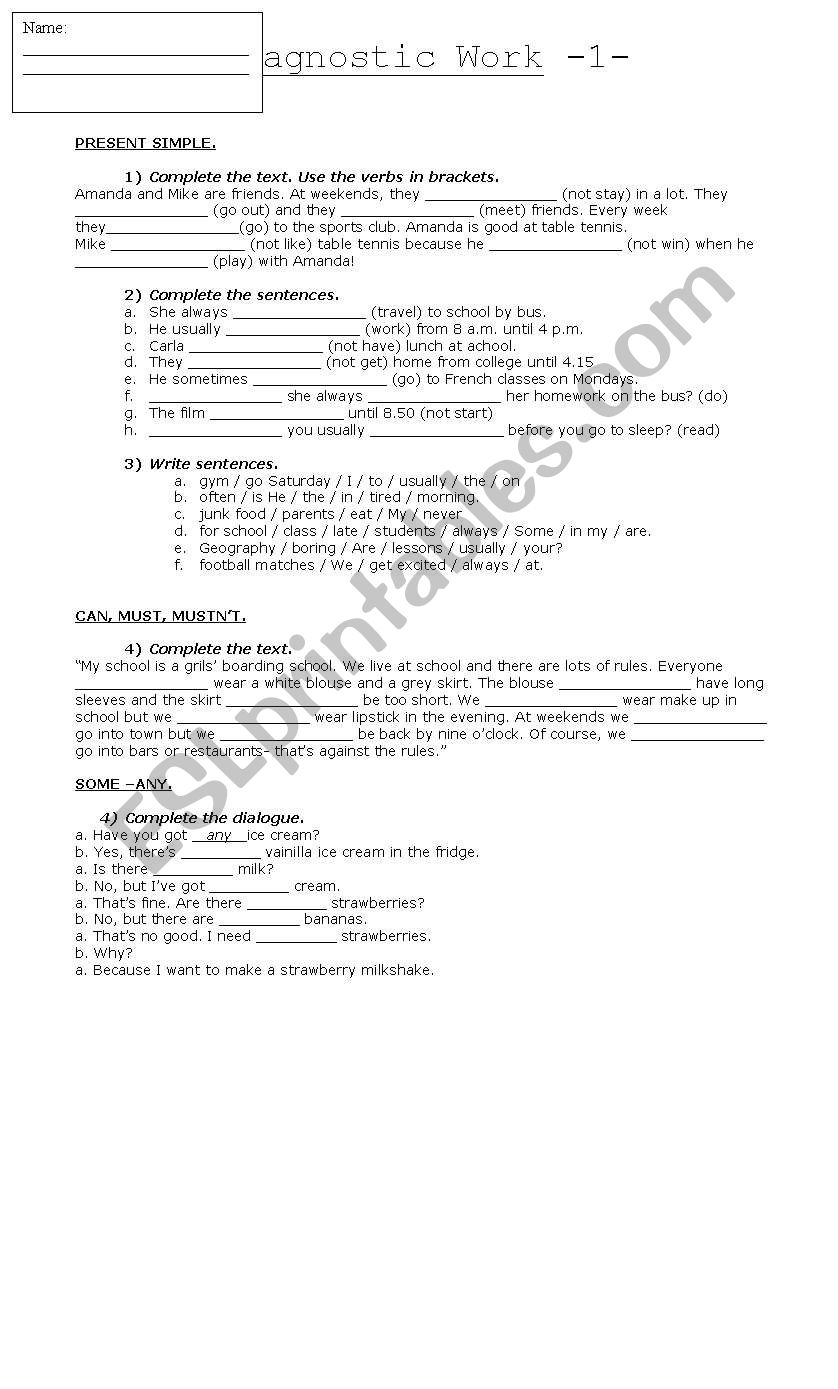 Simple present worksheet