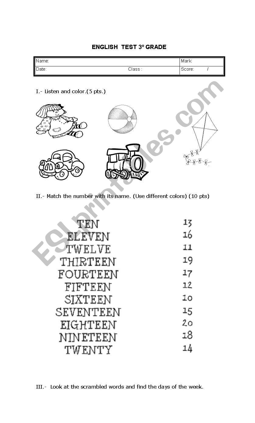 numbers and toys worksheet