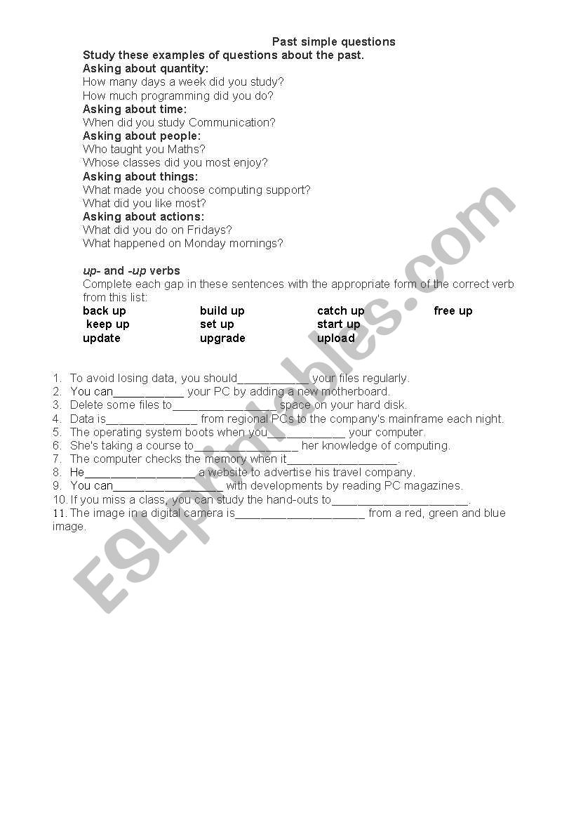 Simple past worksheet