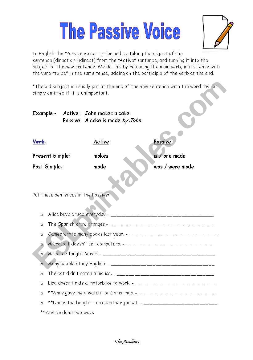 The Passive Voice worksheet