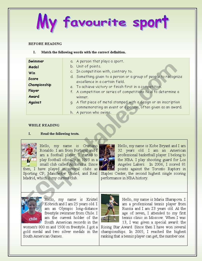 my favourite sport essay for class 6