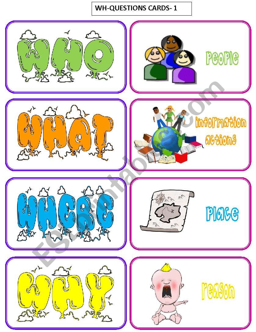 WH-QUESTIONS-cards 1/3 worksheet