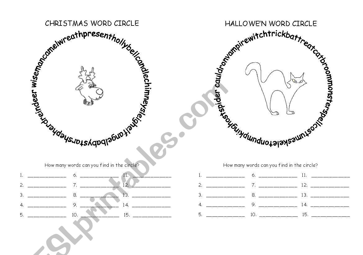 circles vocabulary worksheet