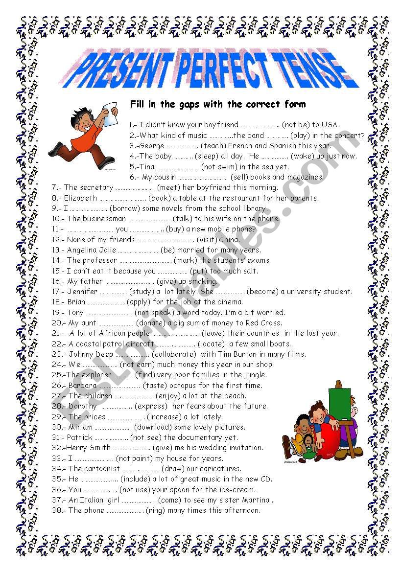 Present Perfect Tense Free Worksheets