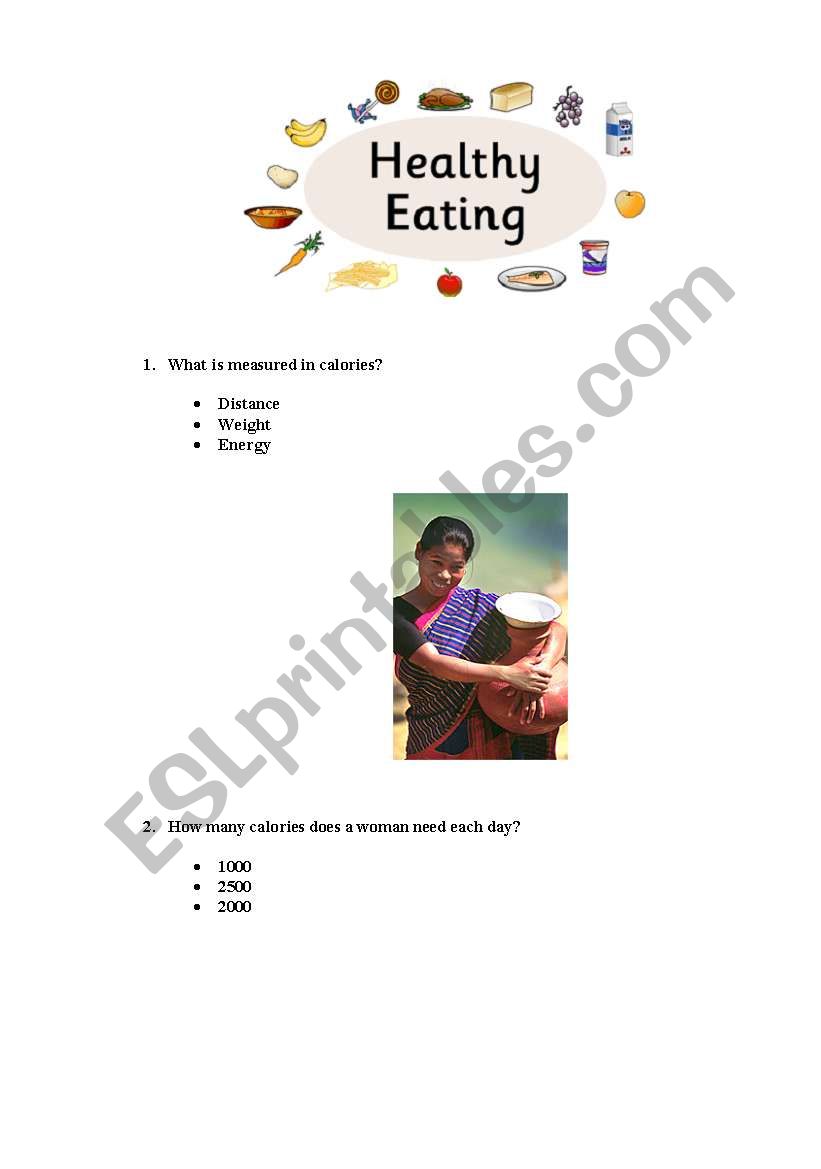 Healthy eating quiz worksheet