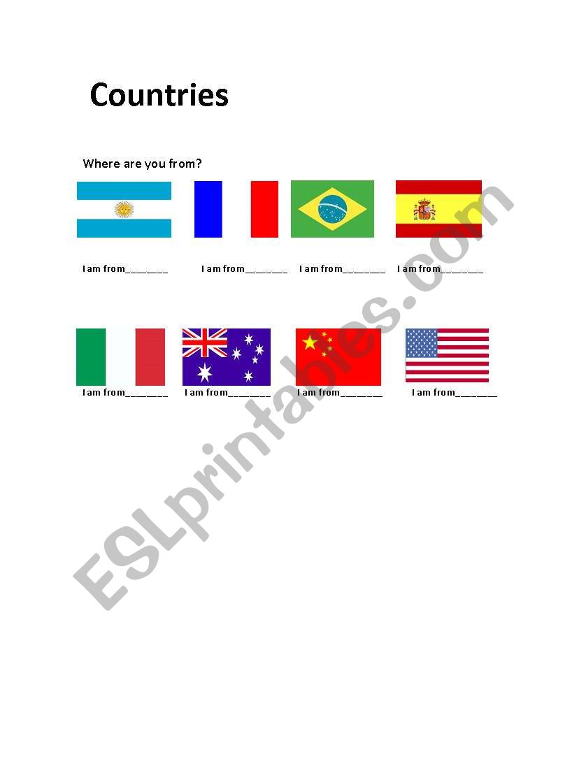 An easy activity to work on countries and its flags