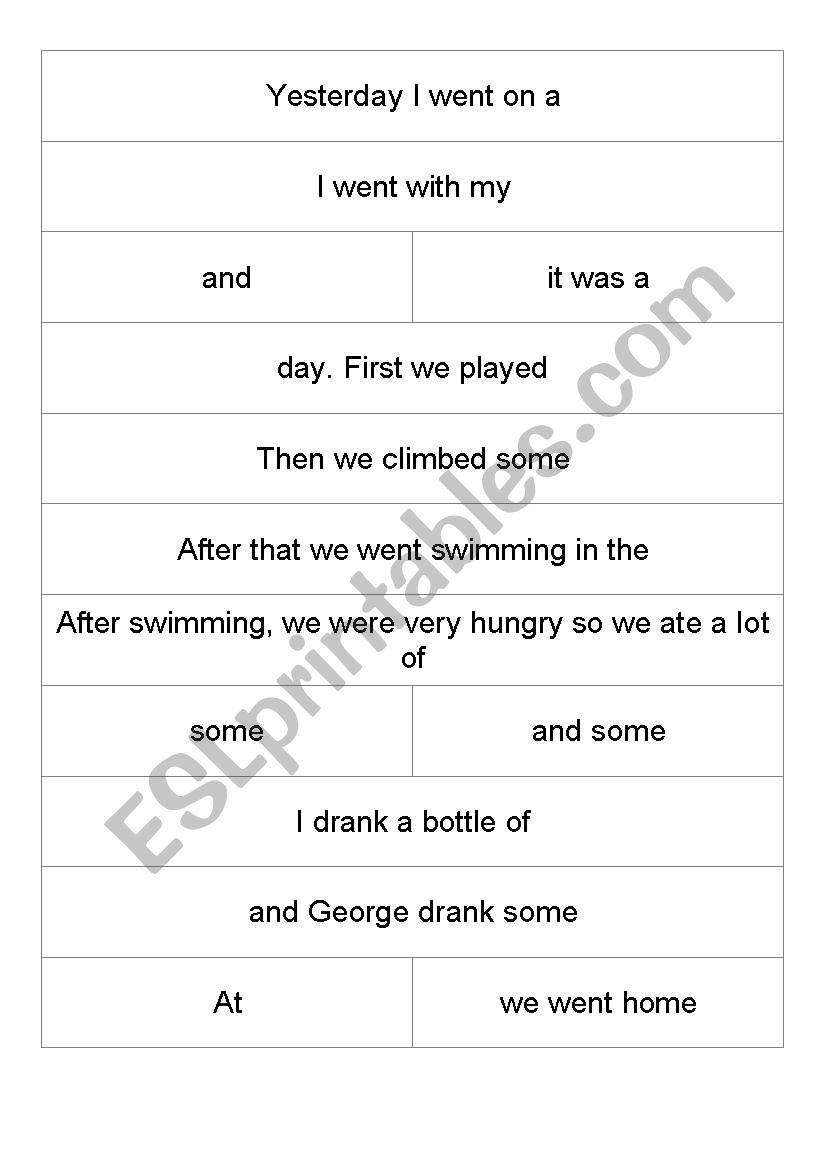 Cut & paste exercise worksheet