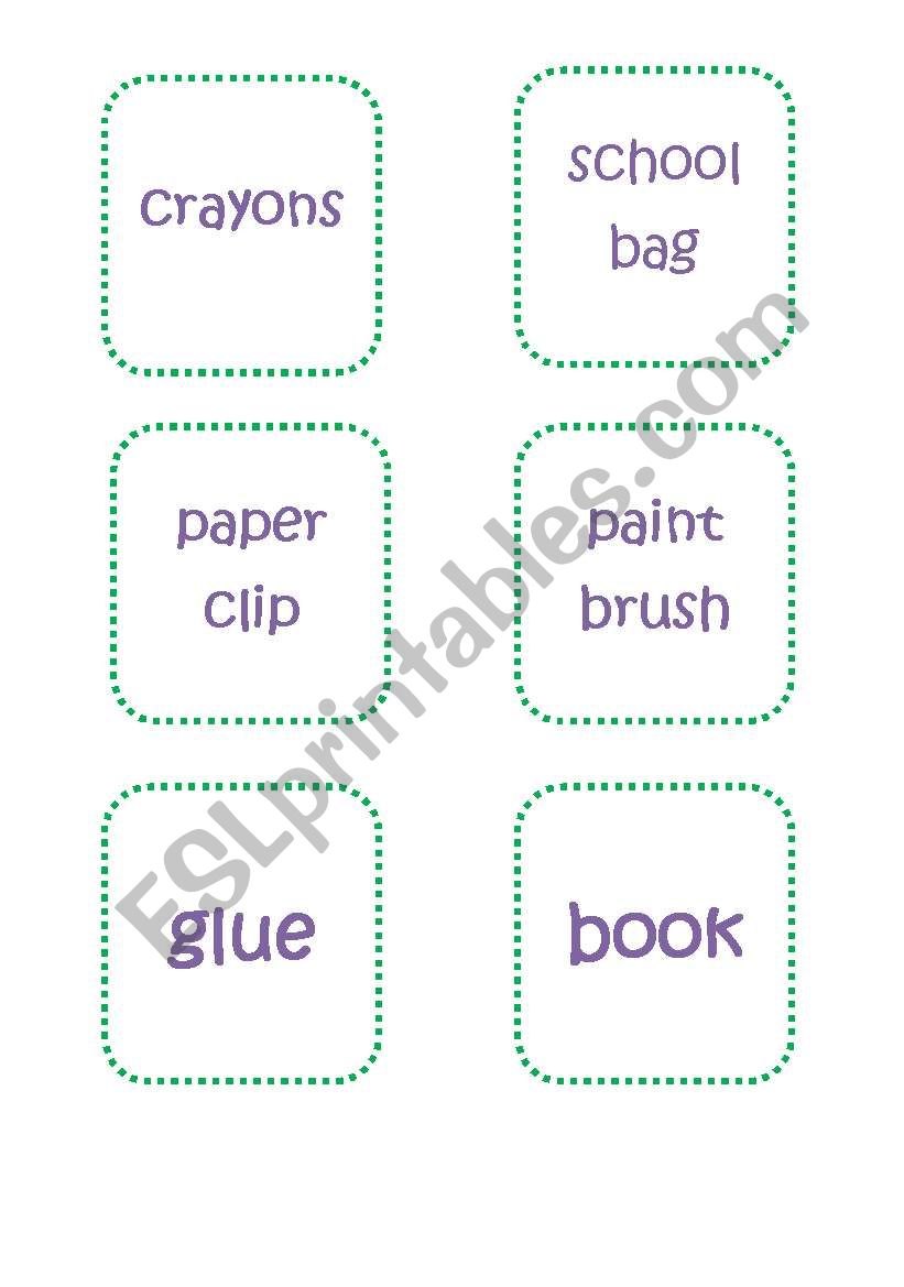 CLASSROOM OBJECTS MEMORY GAME PART 2