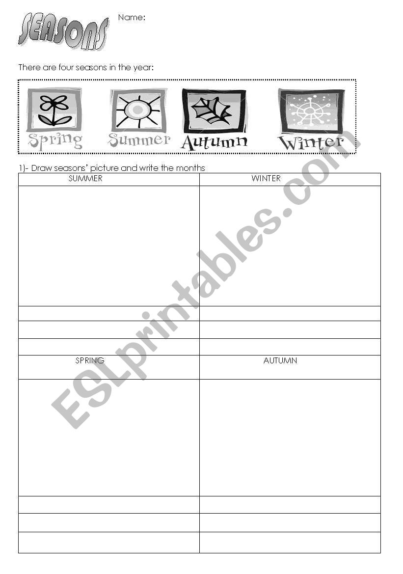 SEASONS worksheet