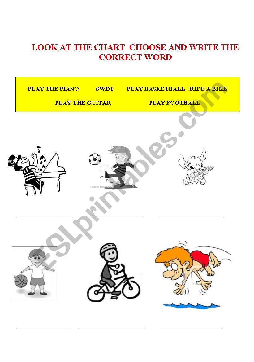 Sports and activities worksheet