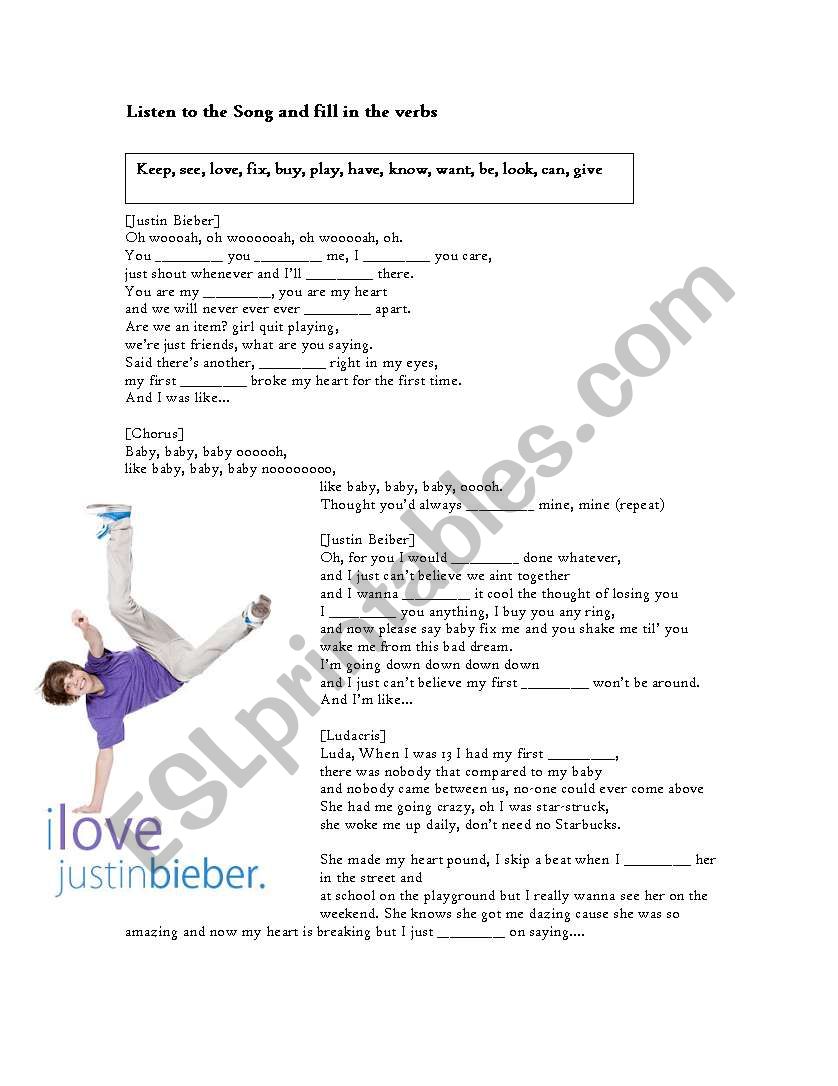 Justine beiber worksheet